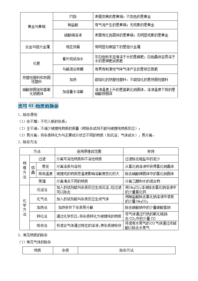 2025年中考化学专题复习练习专题04 物质的检验、鉴别、除杂与分离(解析版)第3页
