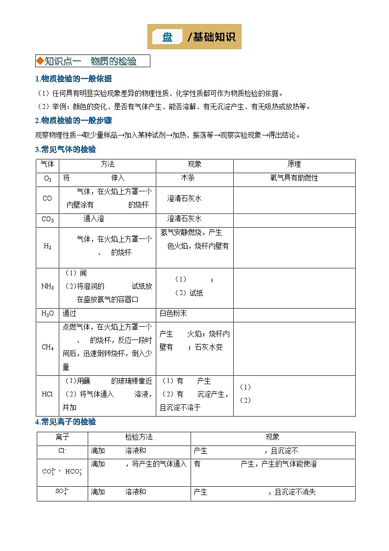 2025年中考化学专项复习讲义专题17 物质的检验、鉴别、分离与除杂(原卷版)第3页