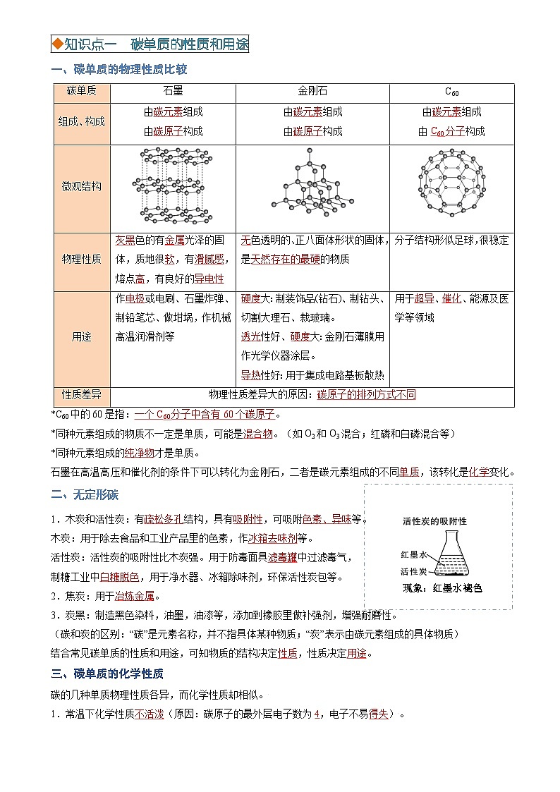 2025年中考化学专项复习讲义专题03 碳和碳的氧化物（含答案解析）第3页
