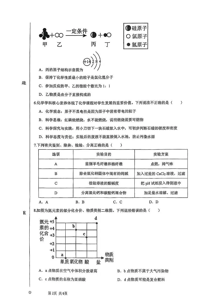 2025年甘肃省兰州第十一中学教育集团九年级化学二诊试卷（中考模拟）第2页