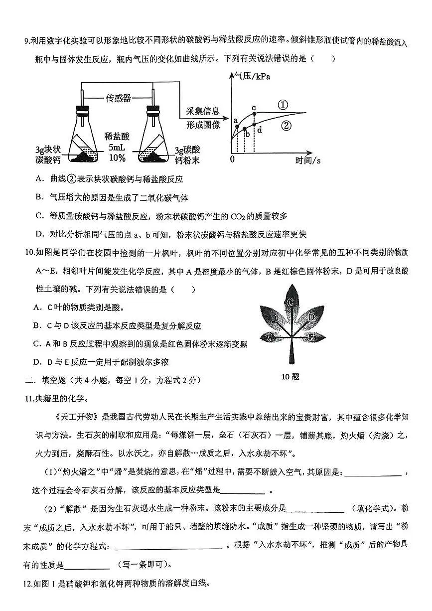 2025年甘肃省兰州第十一中学教育集团九年级化学二诊试卷（中考模拟）第3页