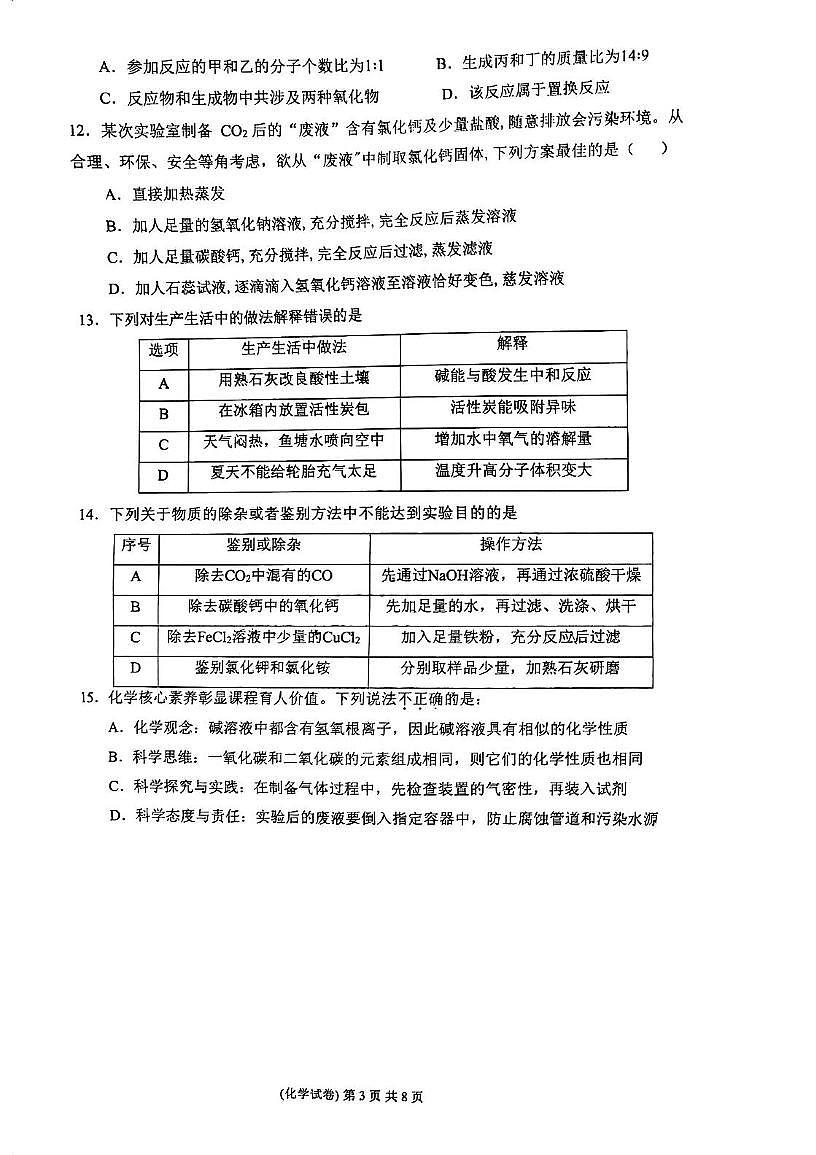 2025年广东省肇庆市端州区中考第二次模拟考试化学试题（中考模拟）第3页