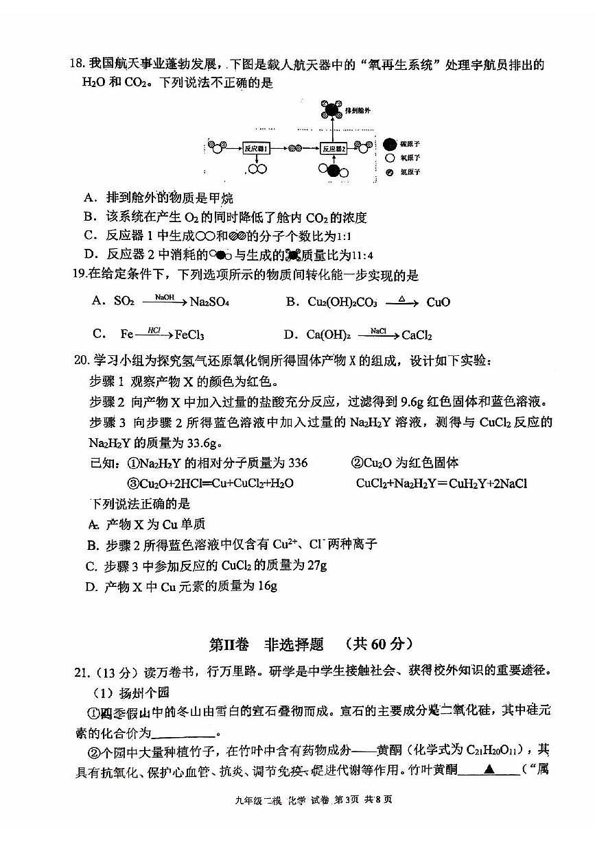 2025年江苏省扬州市邗江区梅苑双语学校中考二模化学试题（中考模拟）第3页