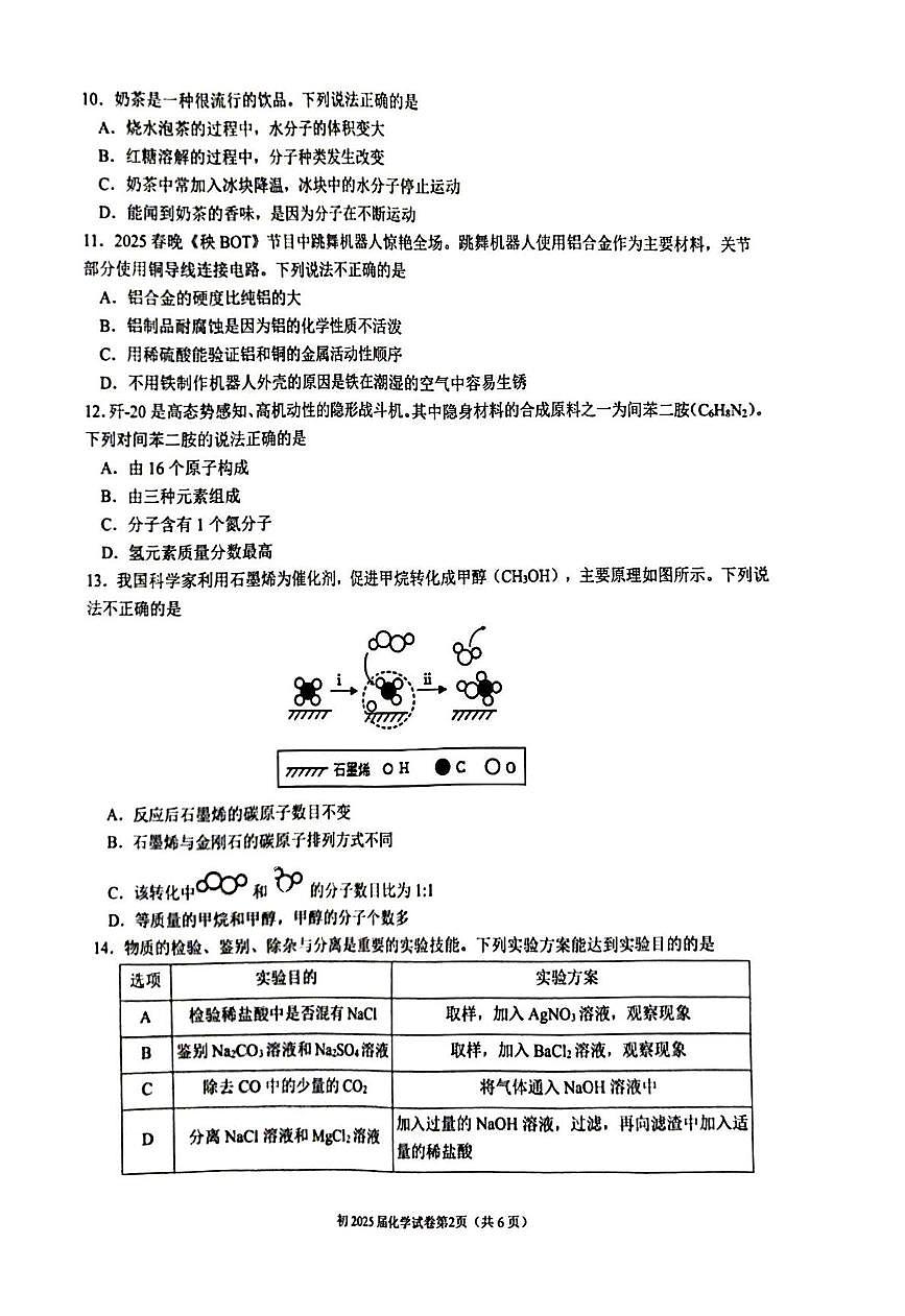 2025年重庆市育才中学教育集团中考三模化学试卷（中考模拟）第2页