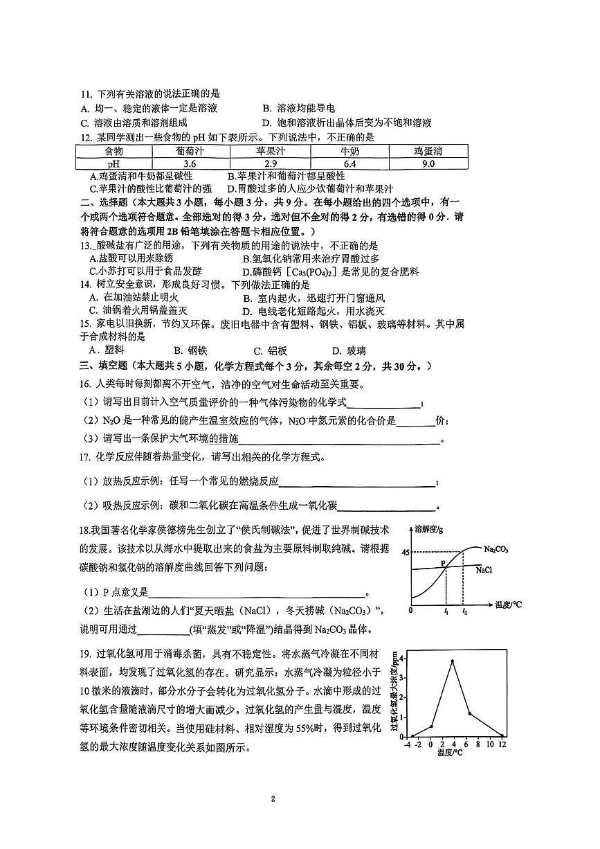 2025年湖南省长沙市湖南师大附中教育集团中考三模化学试题第2页
