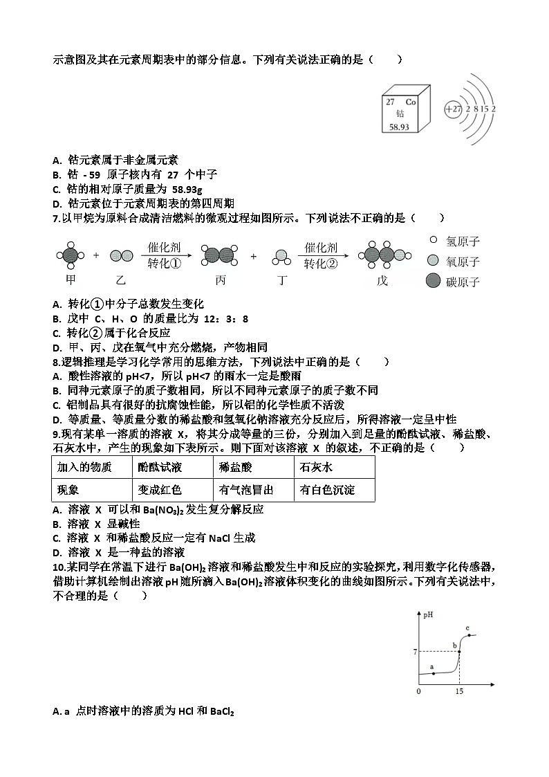 2025年济南天桥区九年级中考化学三模考试试题（含答案）第2页