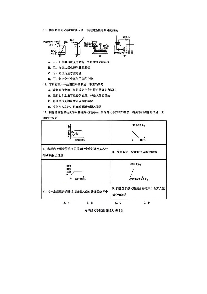 化学：山东省滨州市博兴县2024-2025学年九年级下学期4月期中考试试题（扫描版）第3页