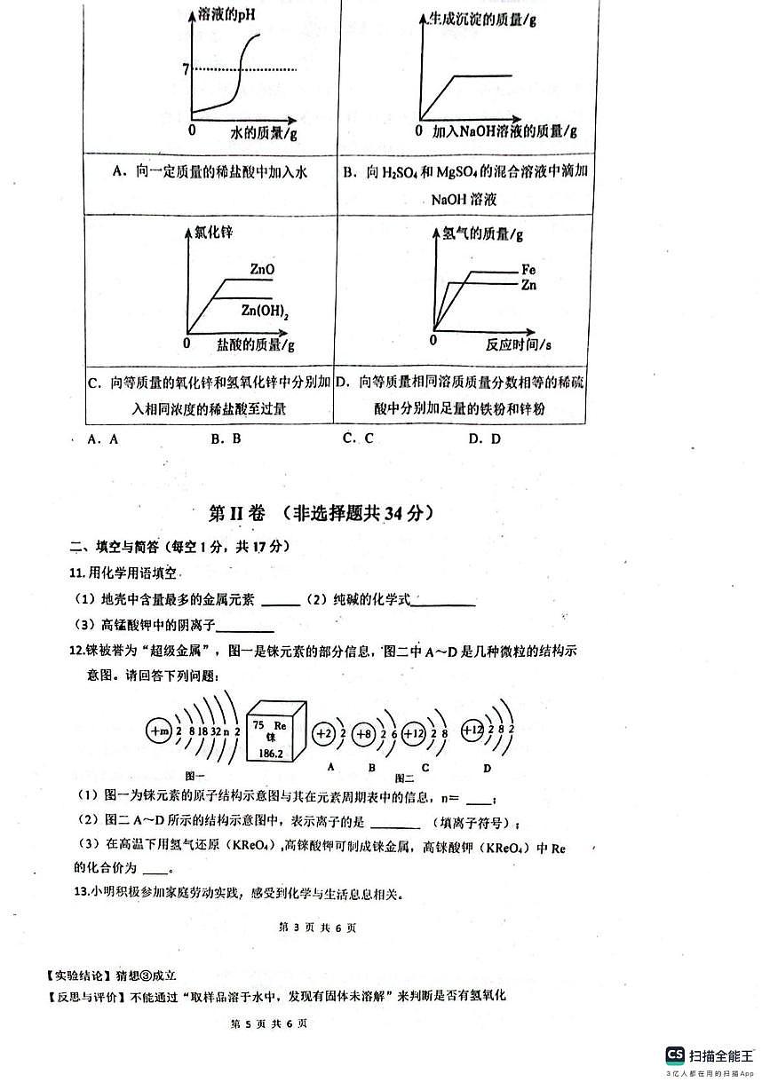 2025年山东泗水县九年级三模化学试题（中考模拟）第3页