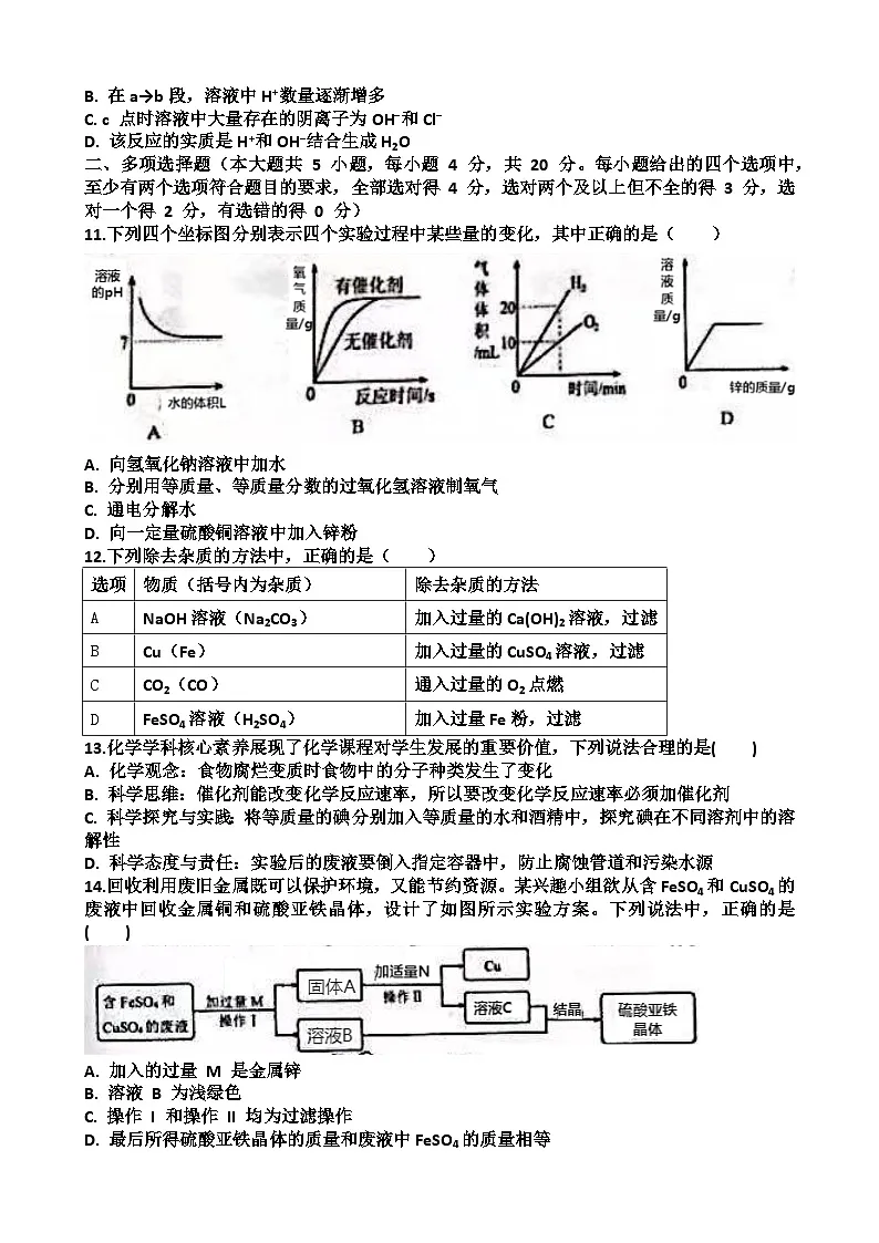 2025年山东省济南天桥区九年级中考三模考试化学试题 （中考模拟）第3页