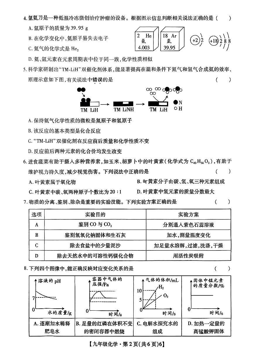 2025年3月深圳市深中系21校初三一模化学试卷第2页
