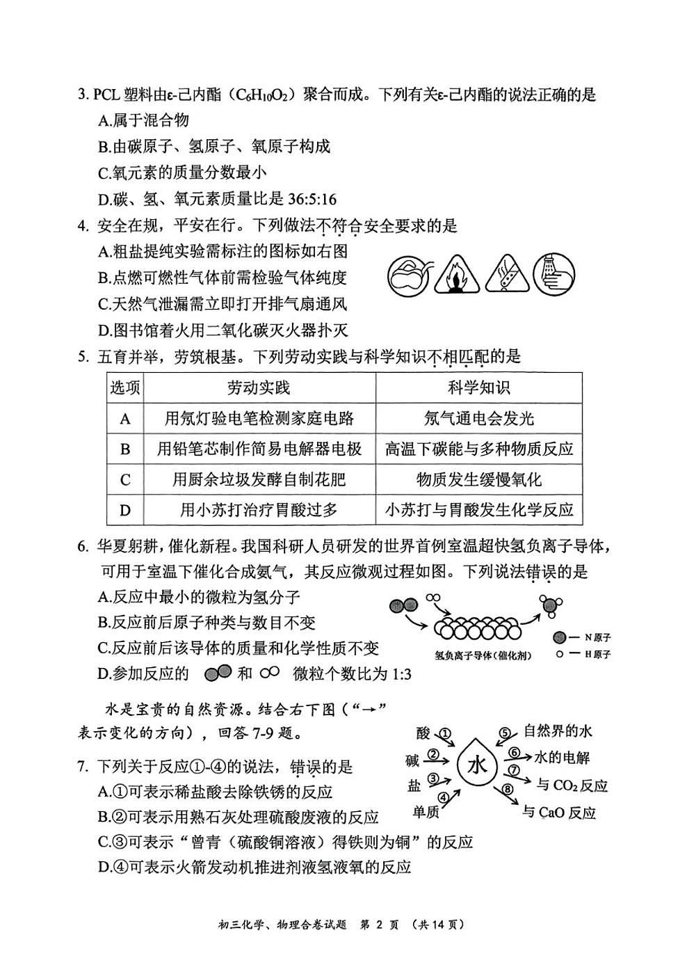 2025年5月深圳市龙岗区初三二模化学试卷第2页
