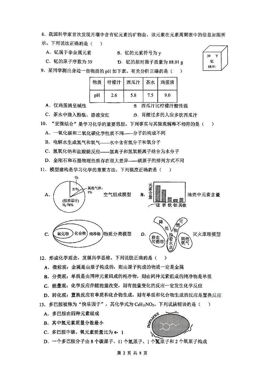 云南省昆明市云师大实验初中2025年6月中考模拟化学试卷（无答案）第2页