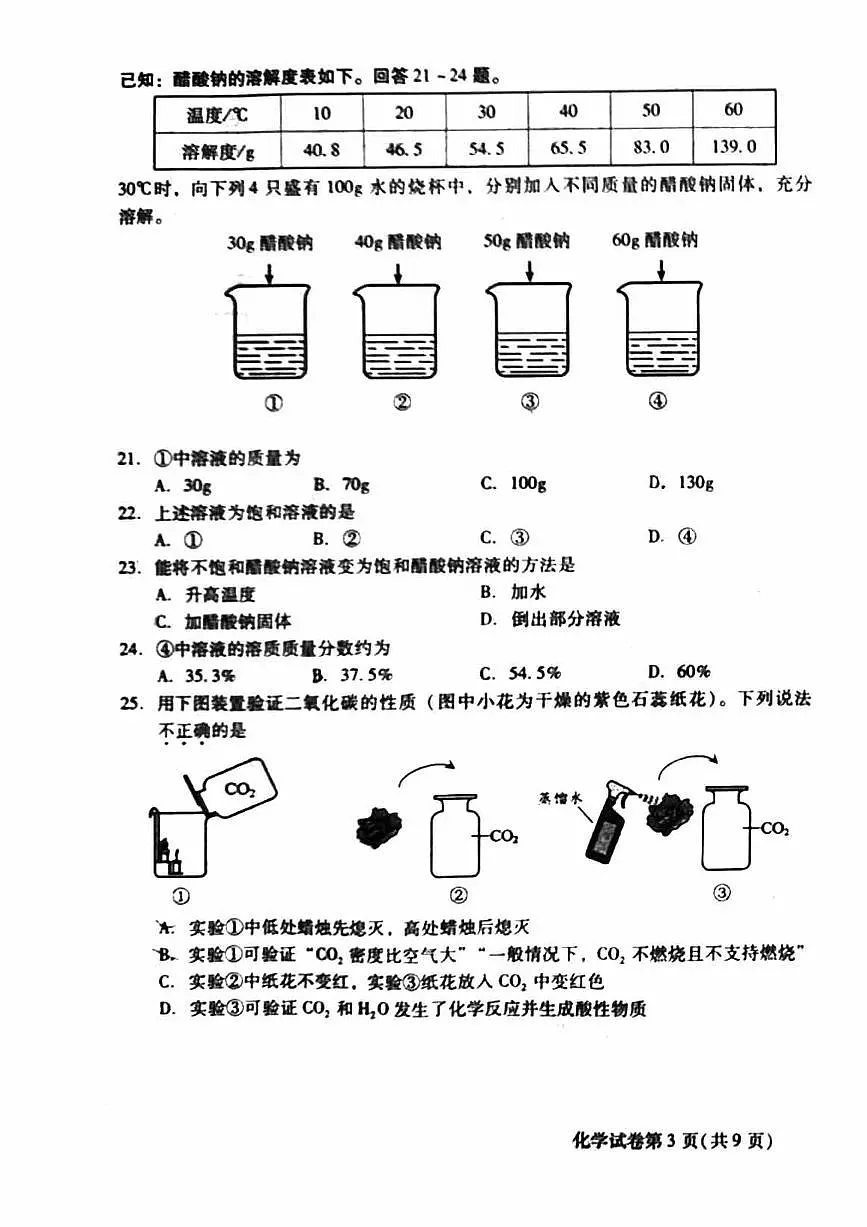 2023北京昌平区初三二模化学试卷（含答案）第3页