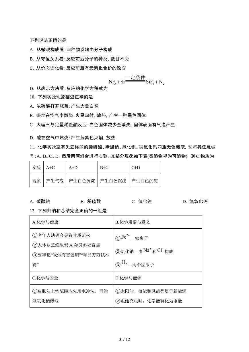 2024_2025学年山东聊城九年级第二学期第一次月考化学试卷[有答案]第3页