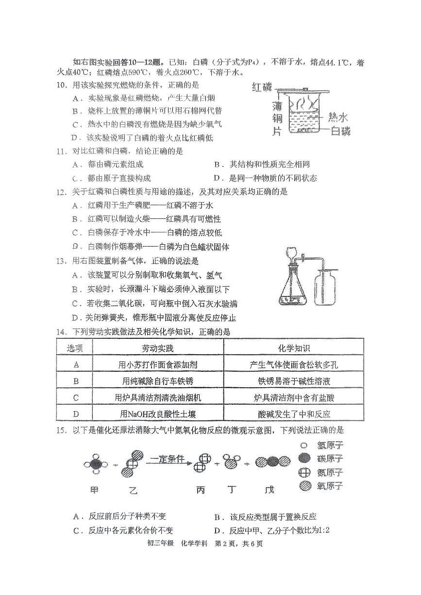 2025年江苏省扬州市竹西中学中考三模化学试题（中考模拟）第2页