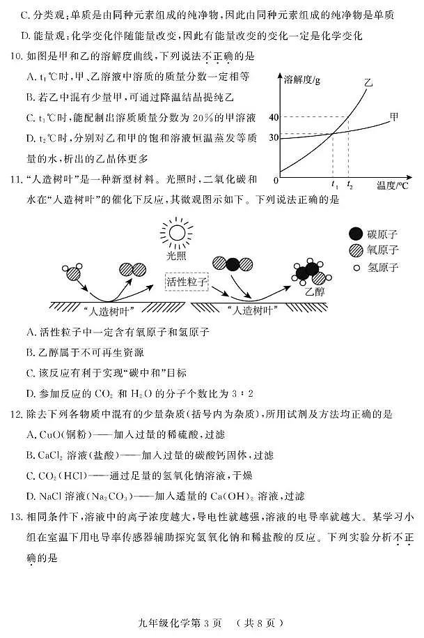 2025年山东省菏泽市曹县中考一模化学试题（中考模拟）第3页