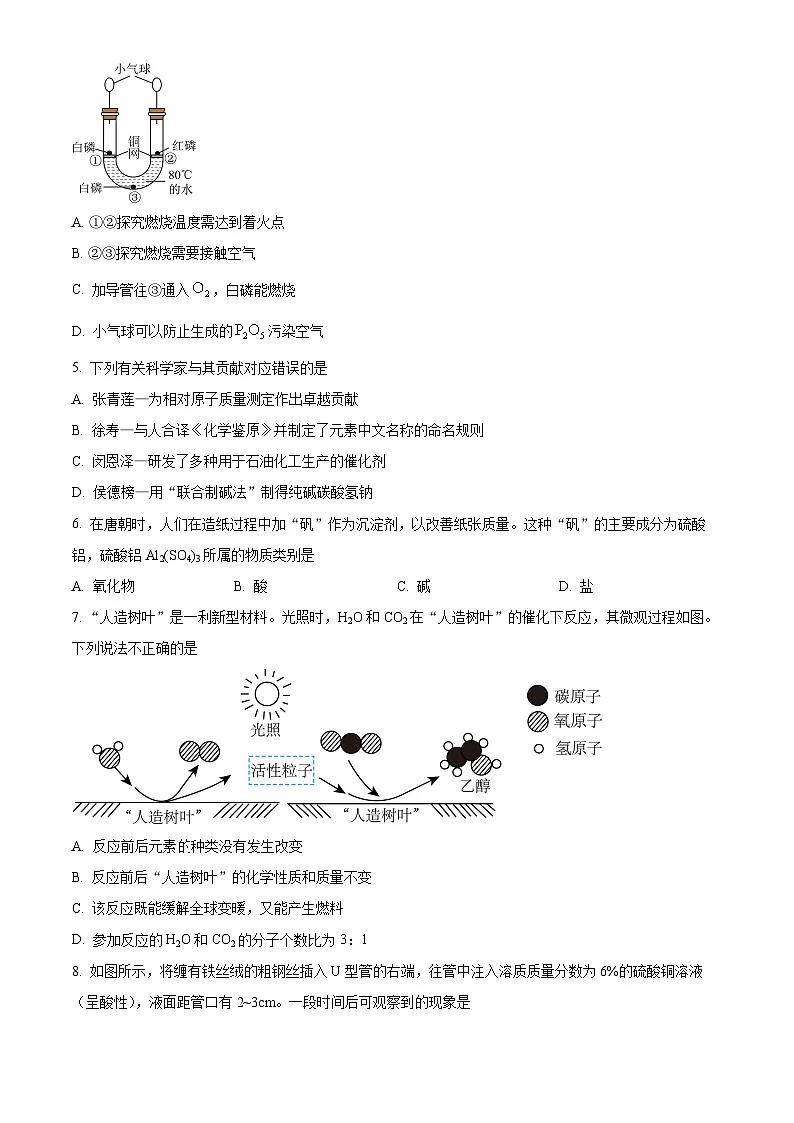 2025年河北省廊坊市安次区二模化学试题（中考模拟）第2页
