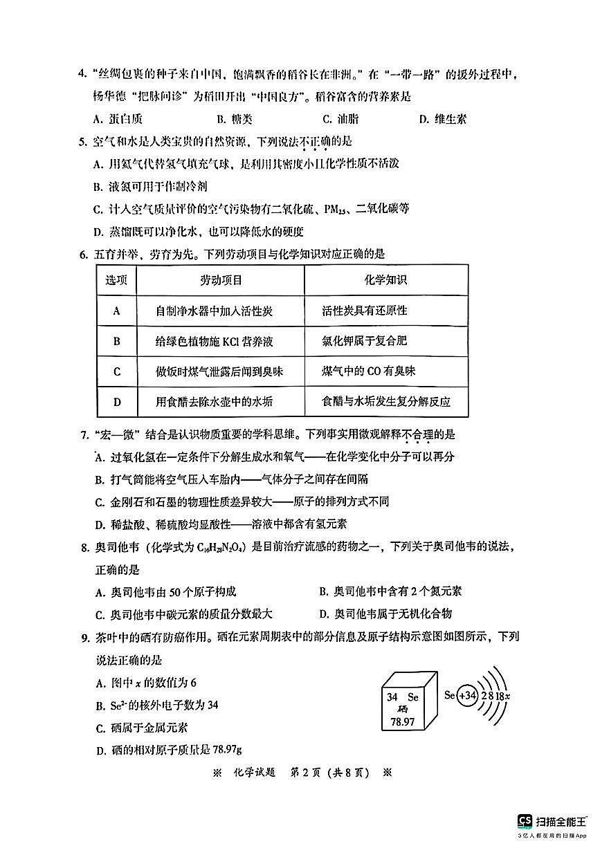 2025年广东省广州市从化区中考二模化学试题第2页