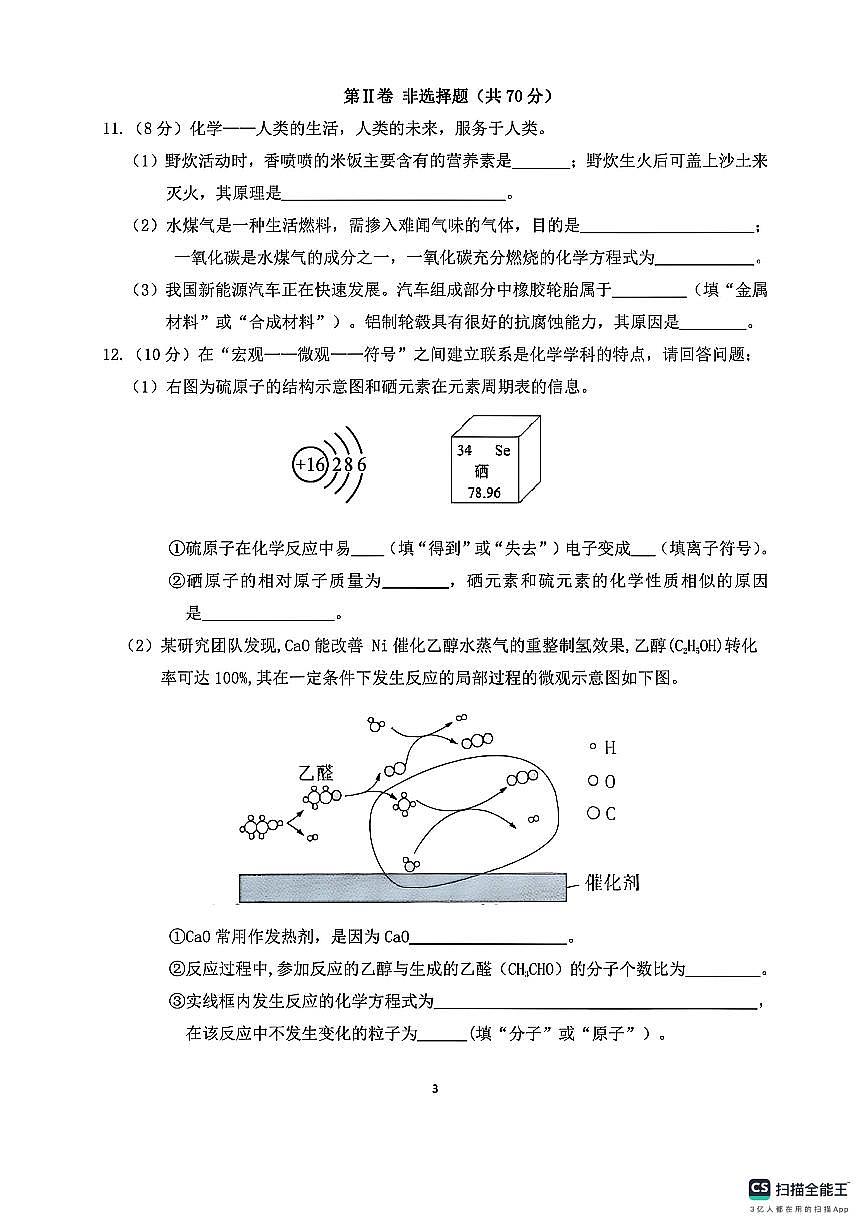2024-2025学年漳州三中九年级下学期中考模拟化学第3页