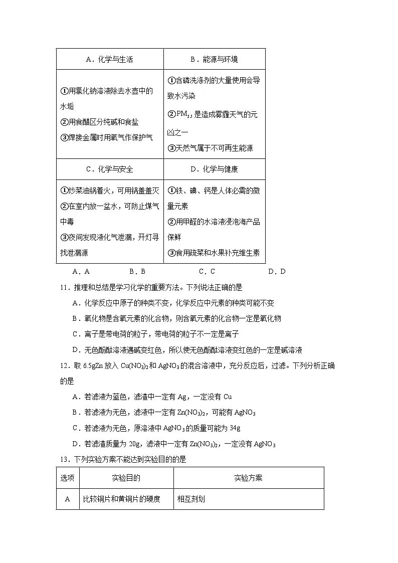 2025年黑龙江省齐齐哈尔市部分学校中考三模联考化学试题（附答案解析）第3页
