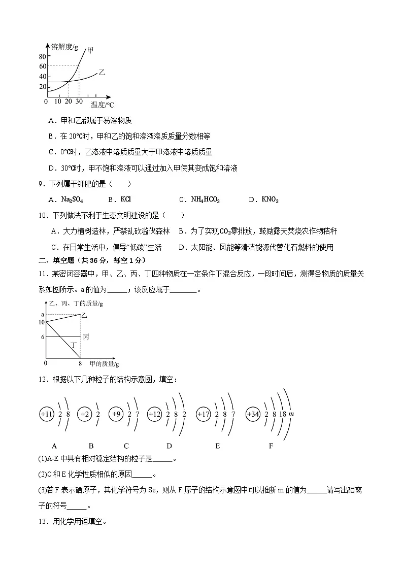 2025年甘肃省武威市凉州区武威三中联片教研中考三模化学试题（中考模拟）第2页