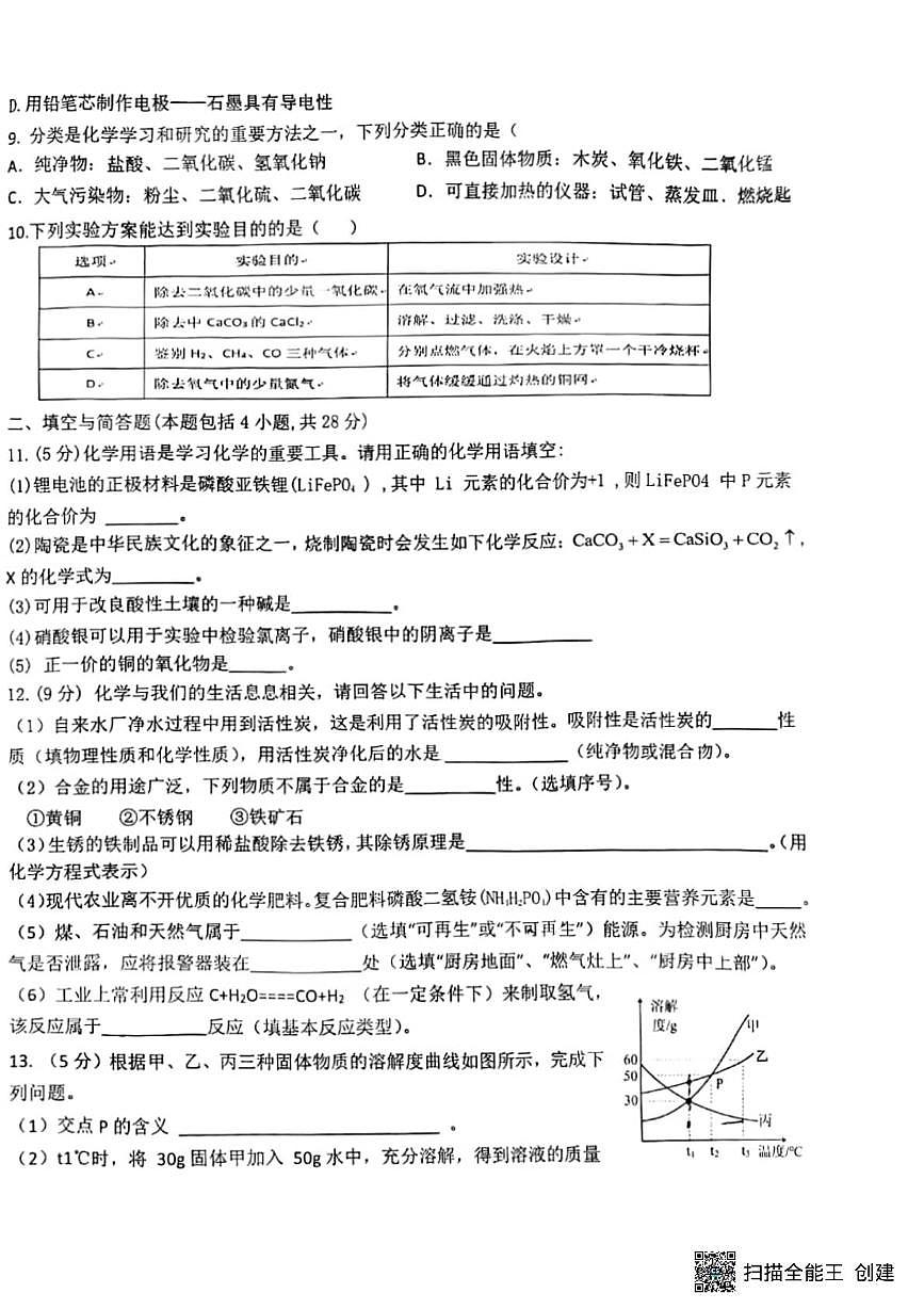 2025年甘肃省张掖市第四中学中考二模化学试题（中考模拟）第2页
