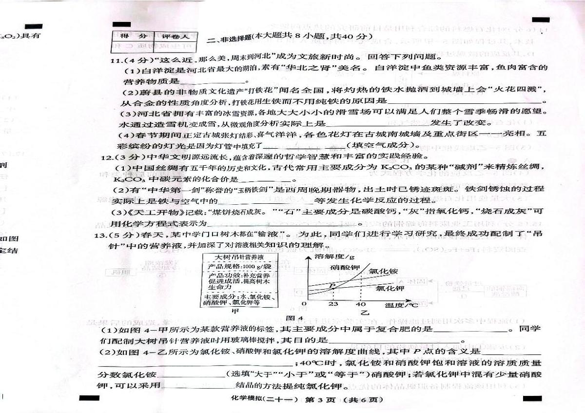 2025年河北省张家口市宣化区第二实验中学初中学业水平考试化学试卷（中考模拟）第2页