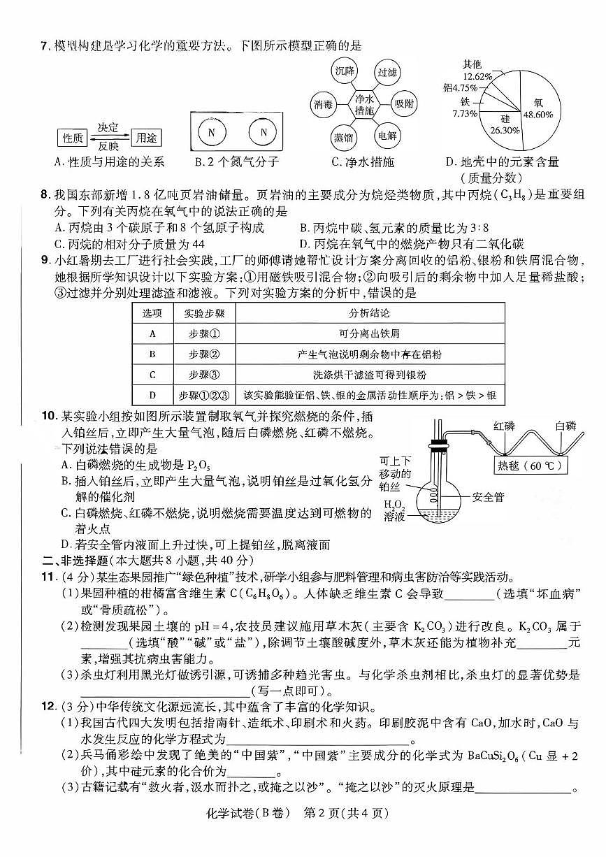 邯郸市第十六中学2025年中考三模化学第2页