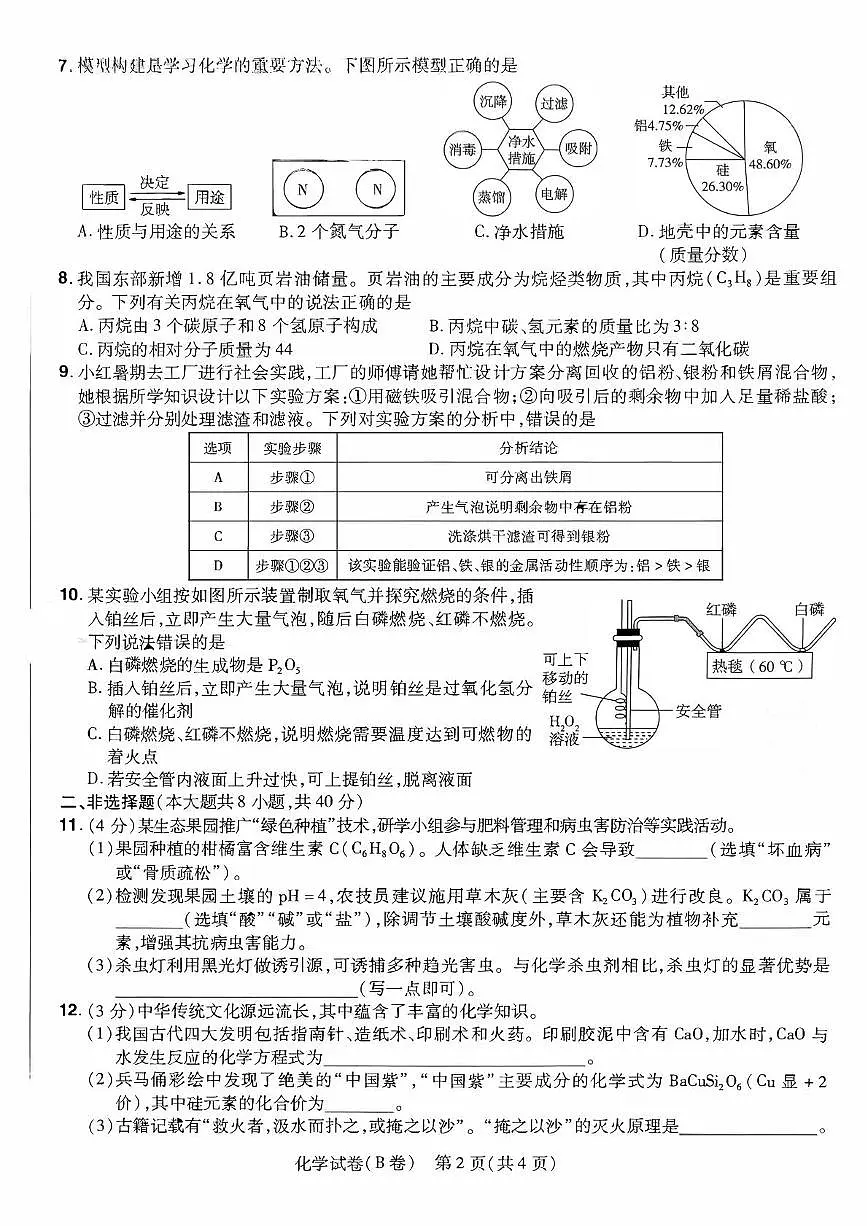 邯郸市第十六中学2025年中考三模化学第2页