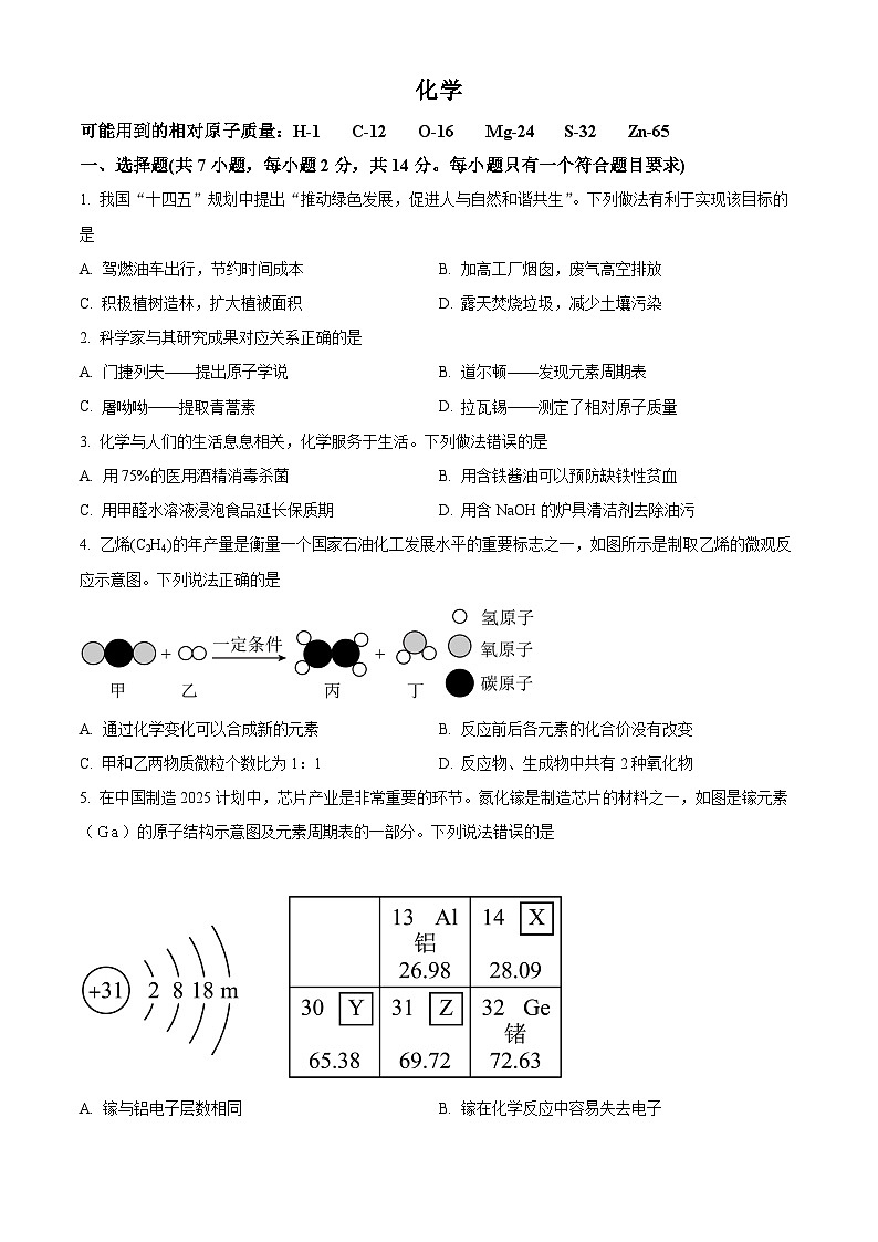 2025年内蒙古自治区呼伦贝尔市扎兰屯市学业水平第二次模拟测试化学试卷（中考模拟）第1页