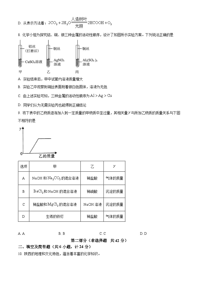 2025年陕西省渭南市临渭区崇宁中学初中学业水平模拟考试化学试卷（中考模拟）第3页