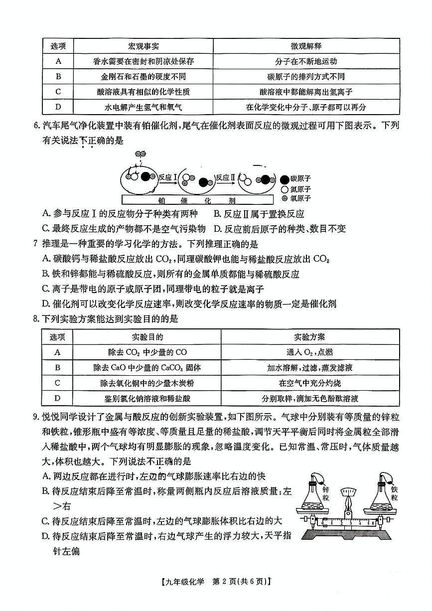 2025年陕西省咸阳市永寿县豆家中学中考第六次模拟考试化学试题（中考模拟）第2页