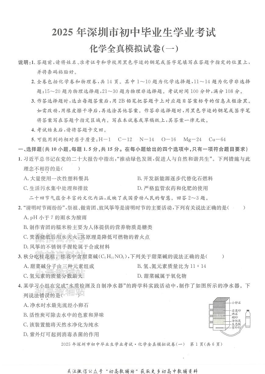 2025中考模考王-全真模拟试卷-化学第2页