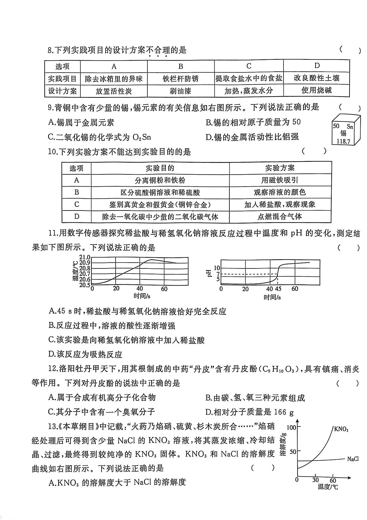 2025年河南省周口市西华县第一中学、第二中学中考三模化学试题第2页
