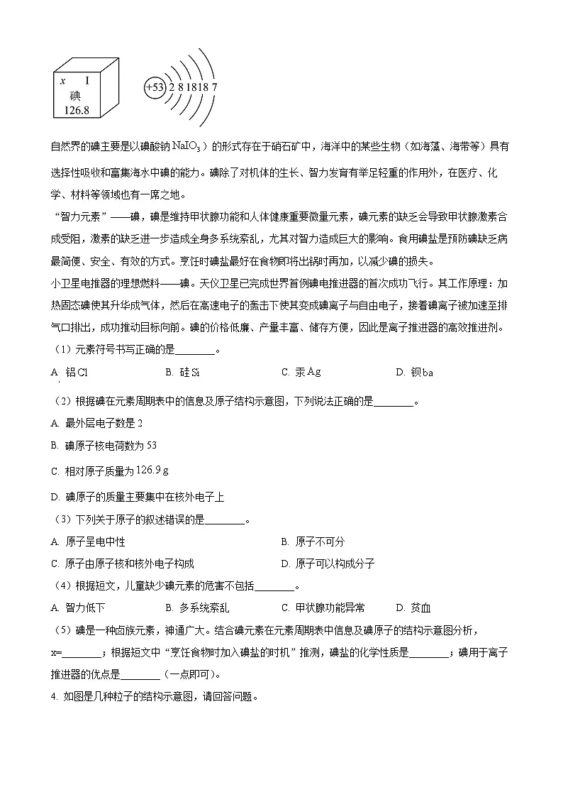 上海市存志中学2024-2025学年八年级下学期5月月考化学试卷第3页