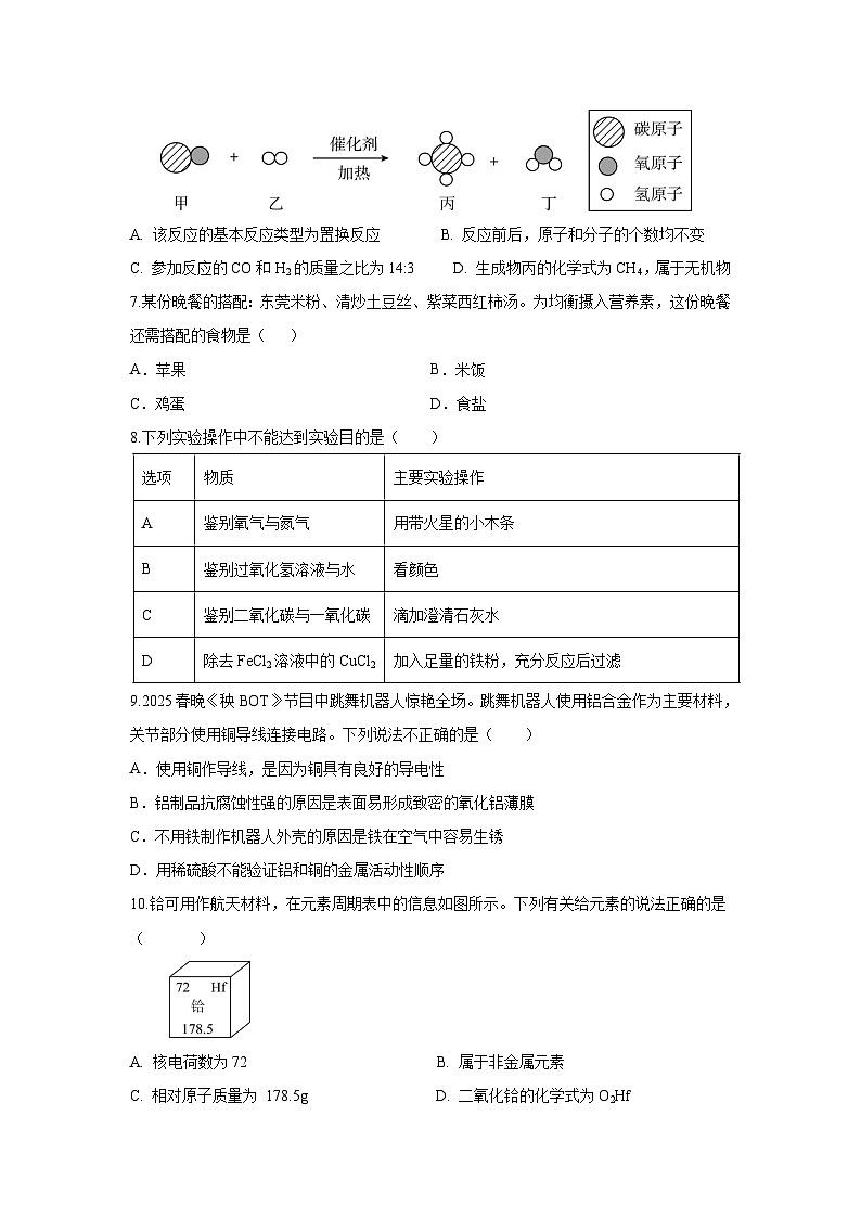 湖北省黄石市黄石港区部分学校2025届中考第三次模拟考试 化学试题卷第2页