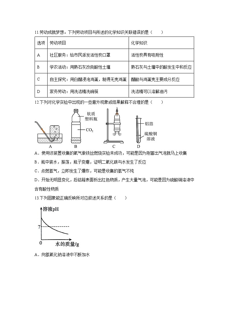 湖北省黄石市黄石港区部分学校2025届中考第三次模拟考试 化学试题卷第3页