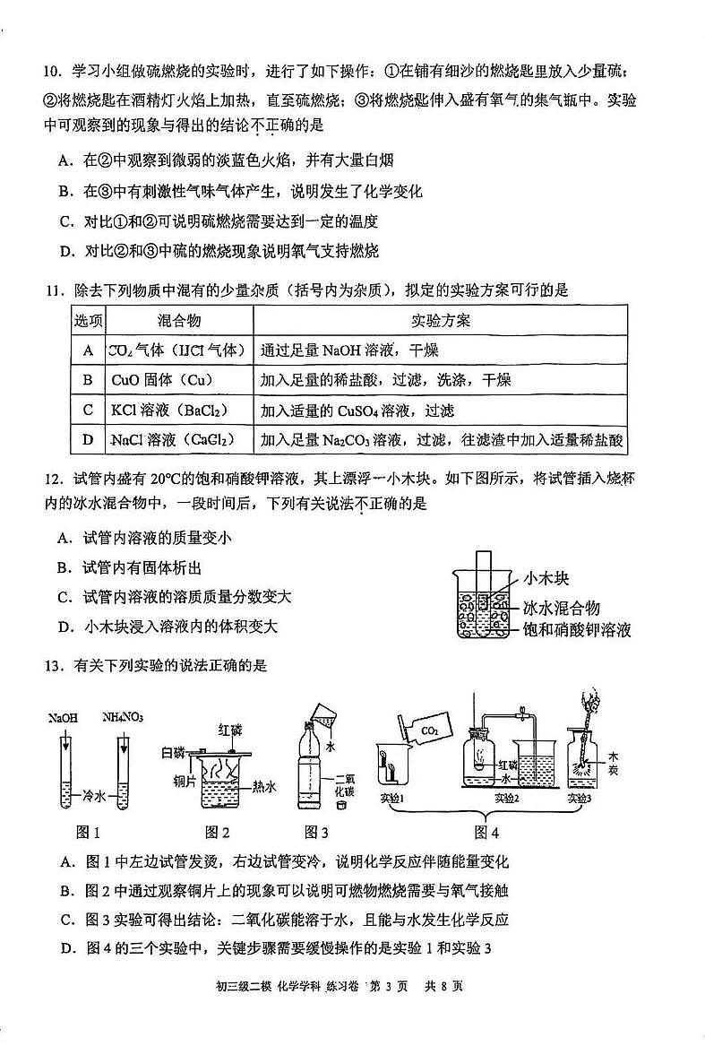 2025年广东省广州市育才教育集团中考二模化学试卷第3页
