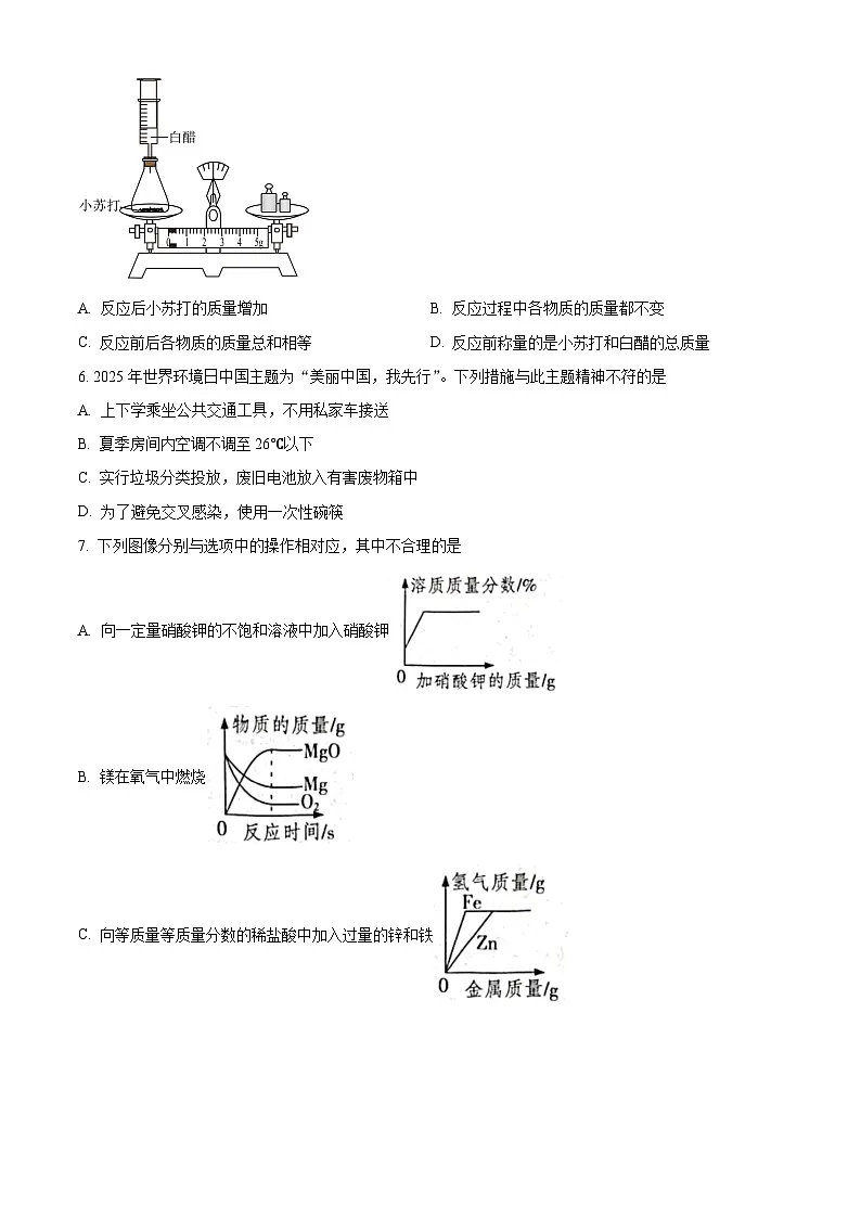 河北省邢台市南宫市联考2024-2025学年九年级下学期6月期末化学试题第2页