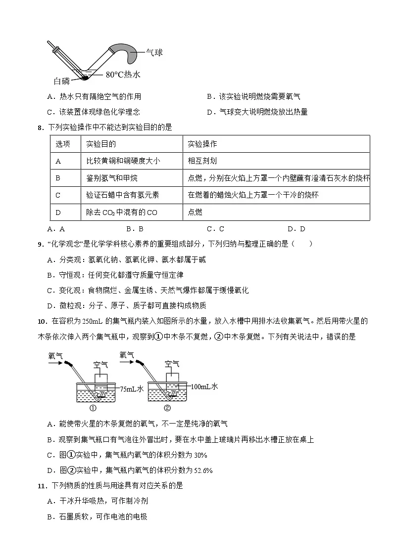 山东省山东师范大学第二附属中学2024-2025学年八年级下学期期末化学模拟试卷第2页