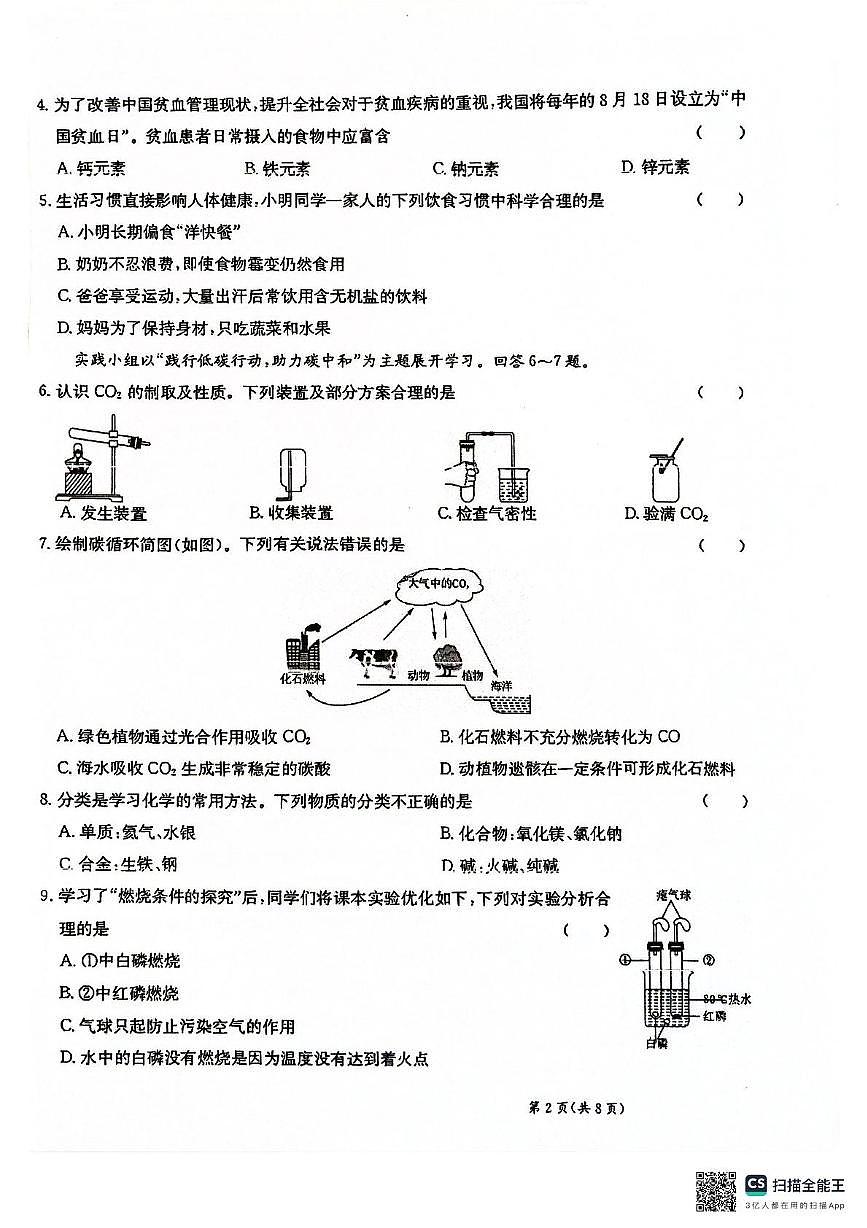 2025年广东省清远市阳山县中考一模化学试卷（中考模拟）第2页