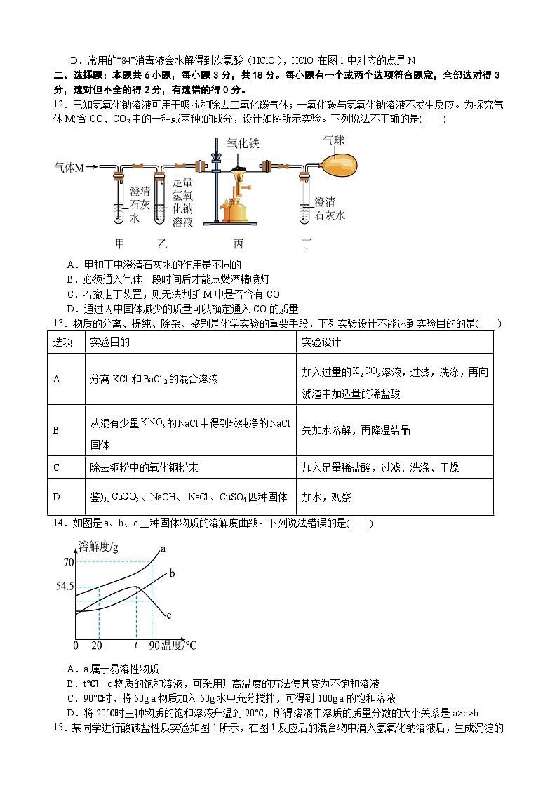 2024年山东省潍坊市中考化学模拟试题（四）第3页