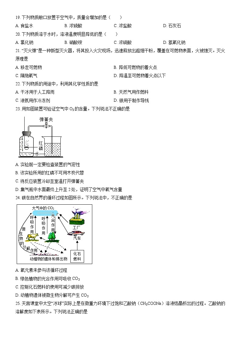 2022北京昌平初三二模化学试卷（含答案）第3页