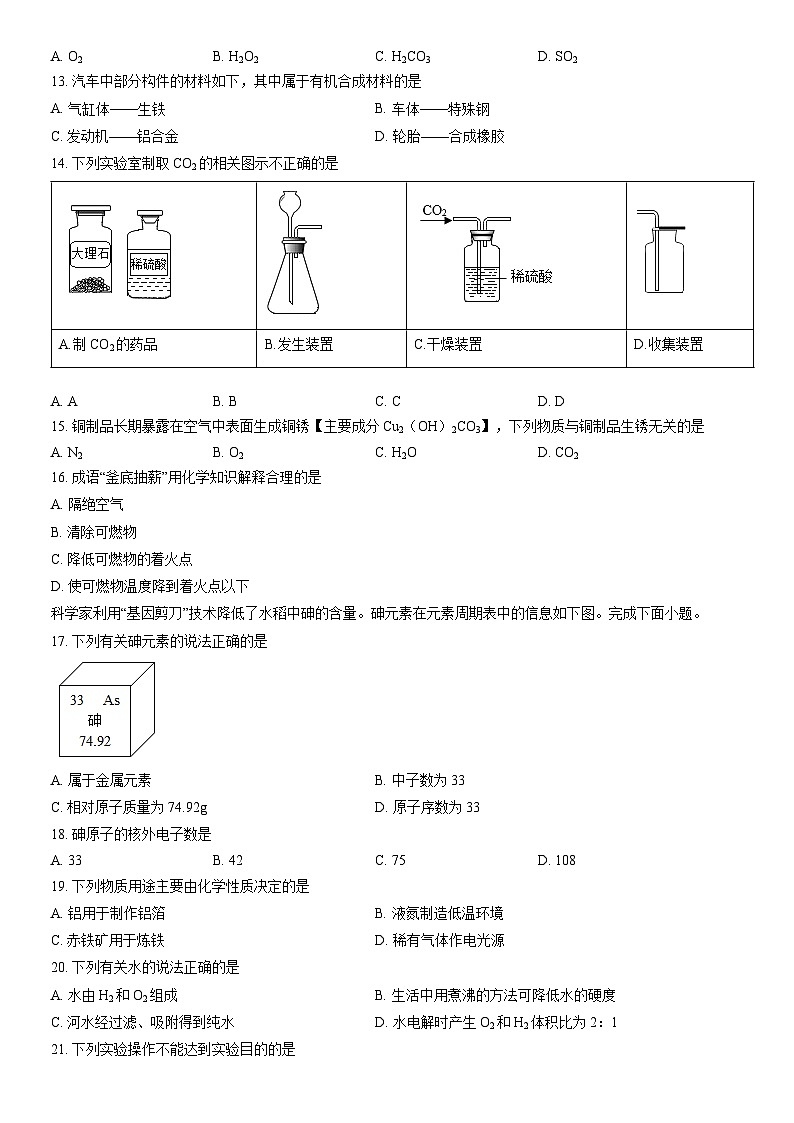 2022北京朝阳初三一模化学试卷（含答案）第2页
