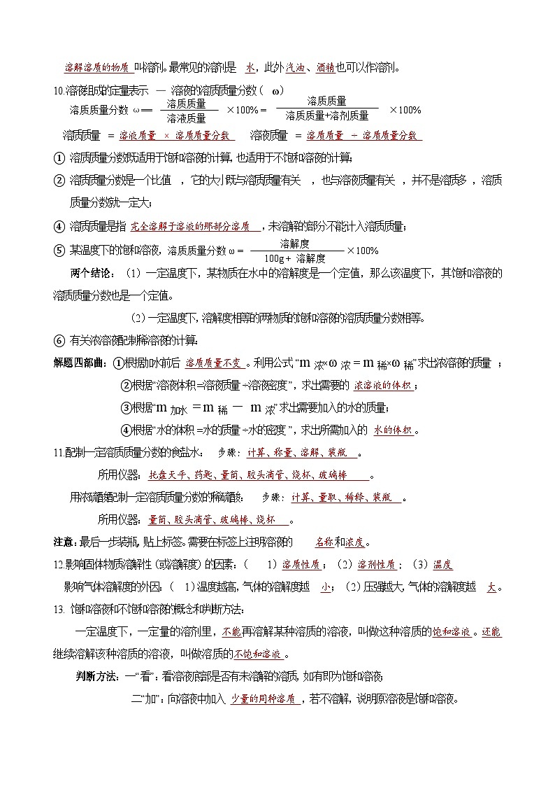 沪教版（2024）九年级下册化学期末复习全册知识点考点提纲 学案第2页