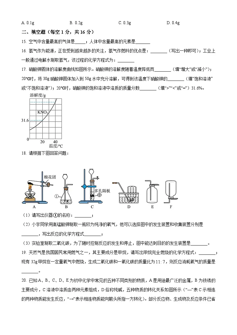 河南省新乡市河南师范大学附属中学2025届中考三模 化学试题第3页