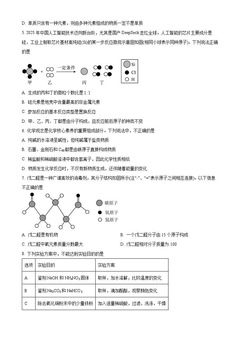 山东省日照市北京路中学2025届中考三模考试 化学试卷第2页