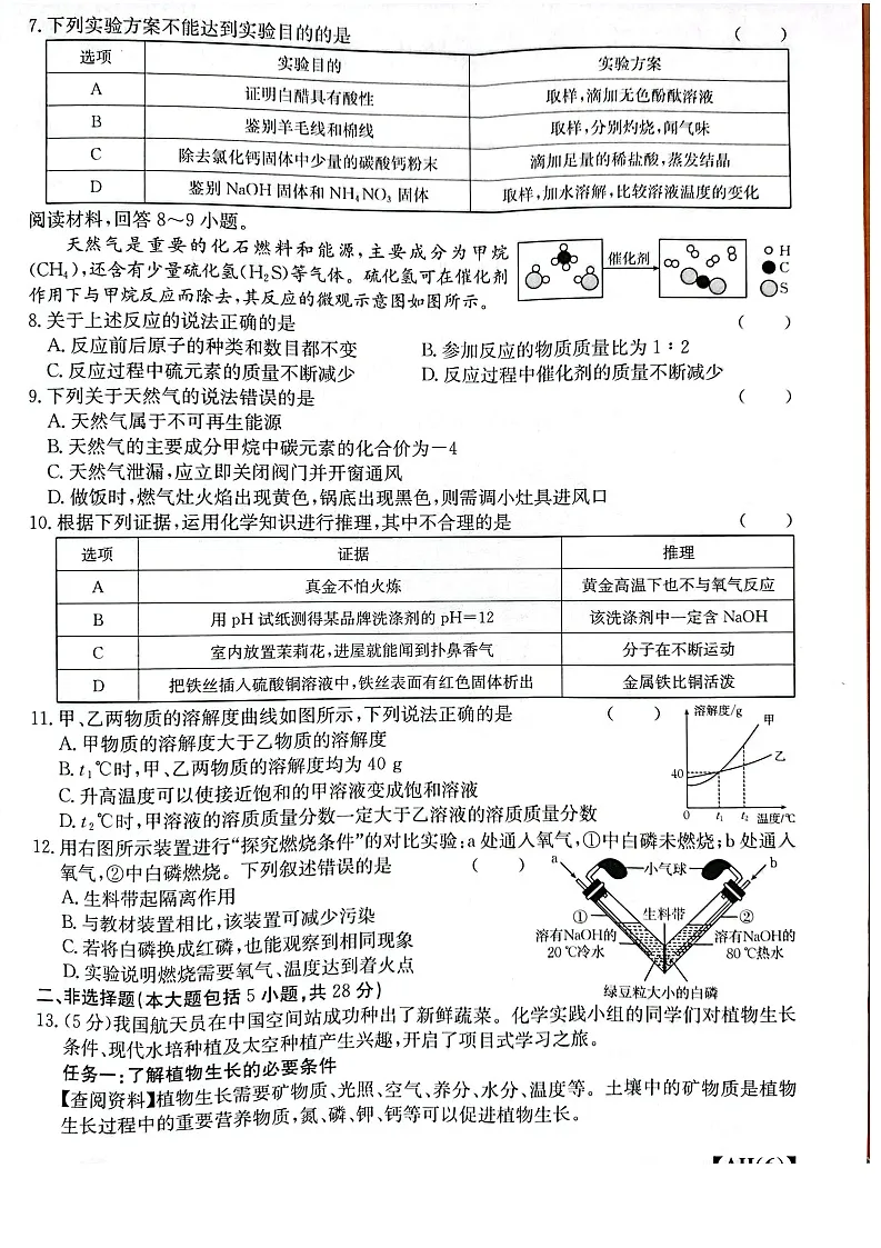 安徽省青阳县部分学校2024-2025学年九年级下学期4月期中考试化学试卷第2页