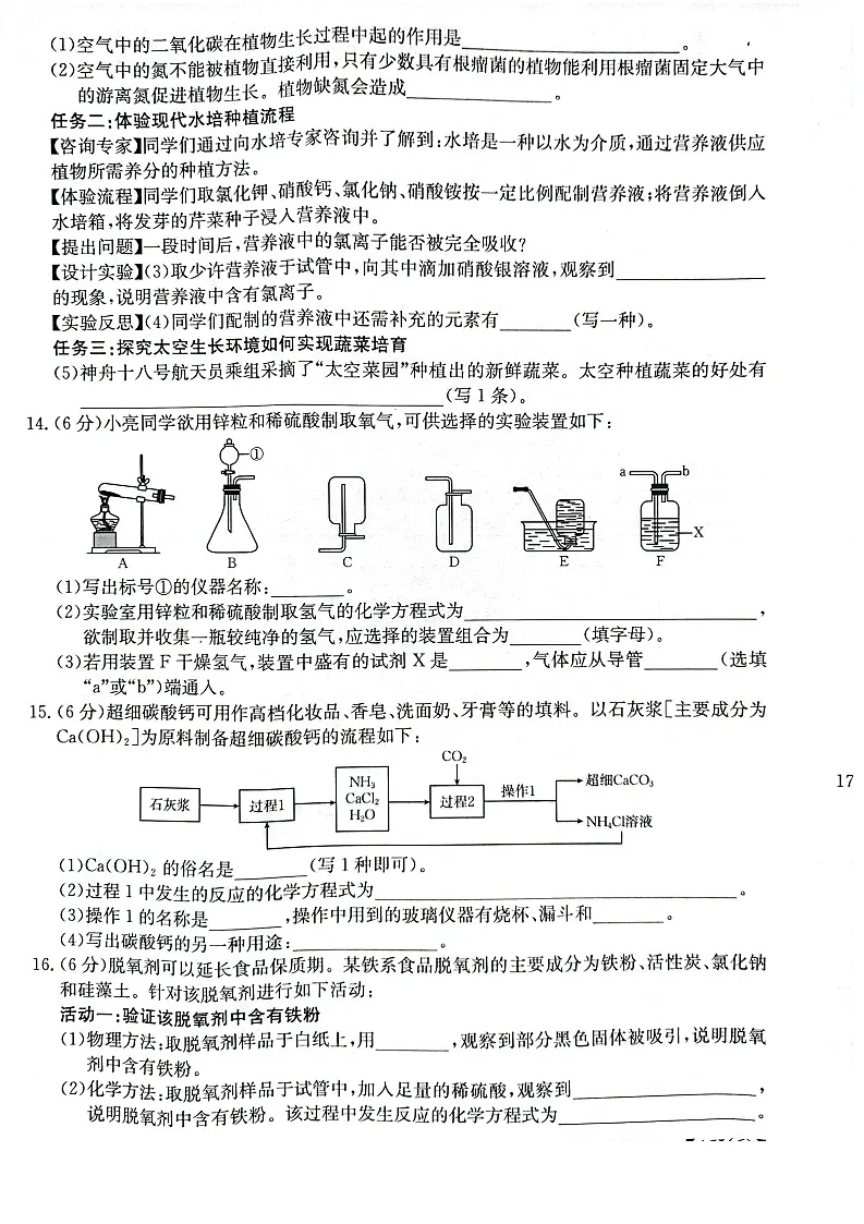 安徽省青阳县部分学校2024-2025学年九年级下学期4月期中考试化学试卷第3页