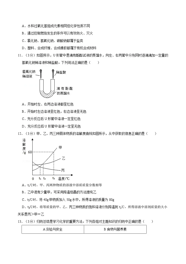 2024年山东省聊城市冠县中考化学一模试卷（含解析）第3页